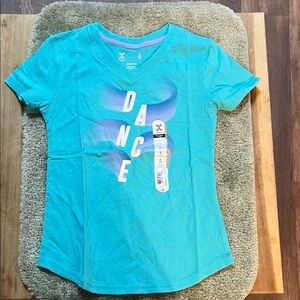Girls size small 7/8 turquoise dance T-shirt Xersion brand